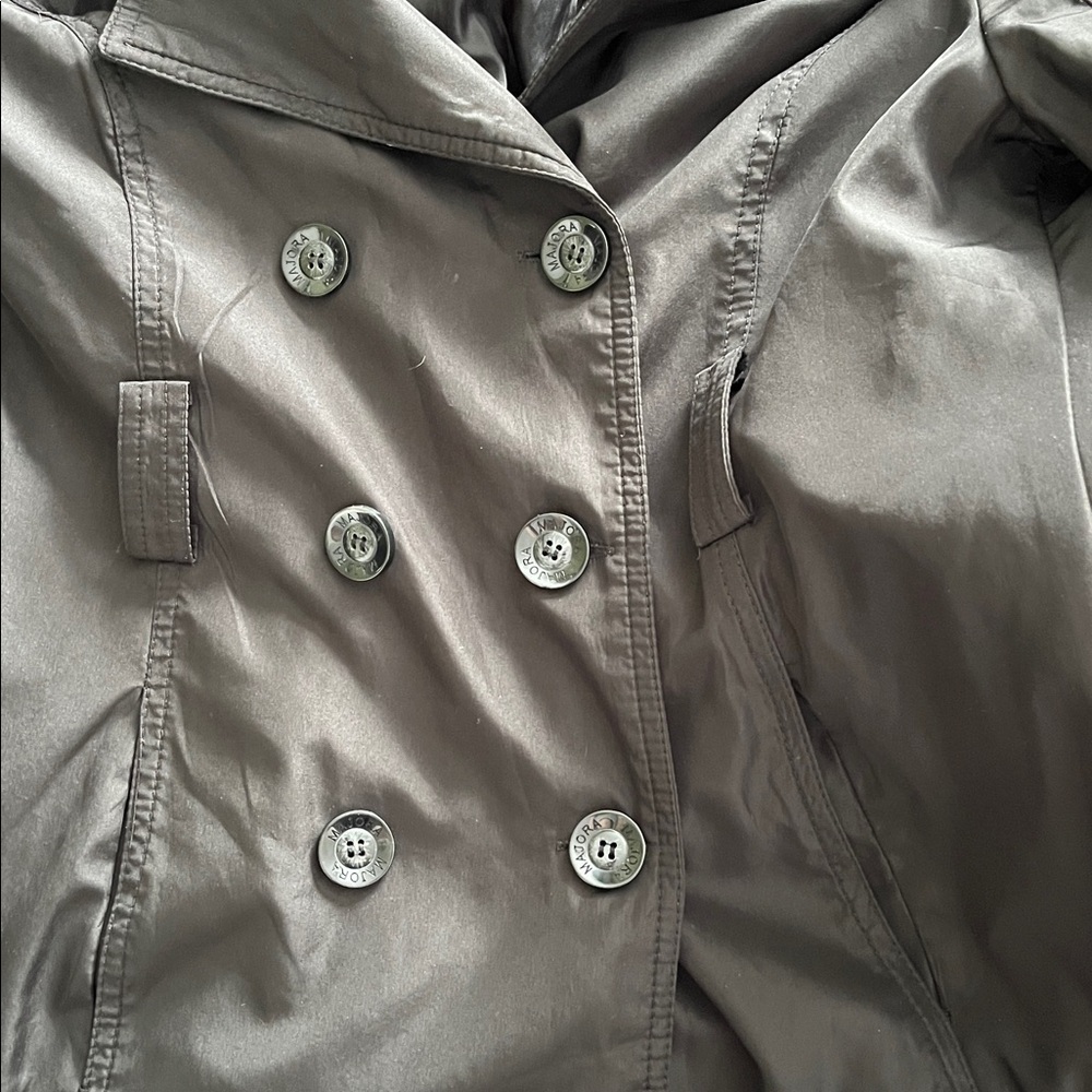 Majora Black Belted Double Breasted Trench Jacket Womens L - Picture 10 of 10